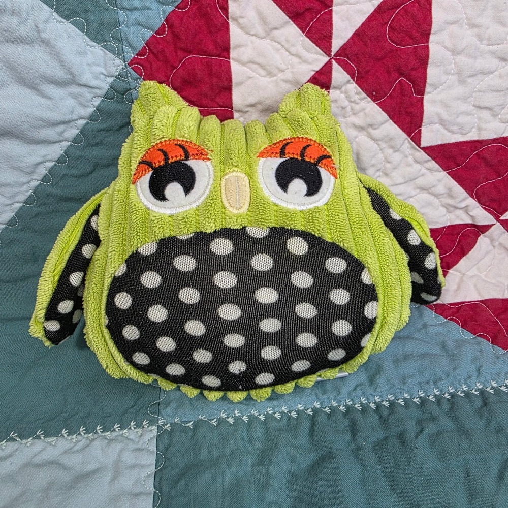 Animal Adventure Green Corduroy Owl Plush Polka Dot Stuffed Animal 6 inch